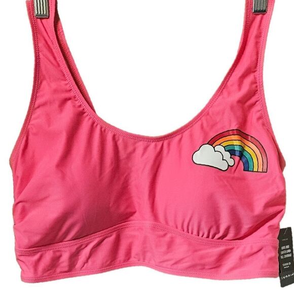 TORRID Pink Rainbow Bakini Top With Matching Black RETRO CHIC Short Set. 2X - Picture 5 of 16
